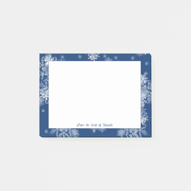 Post-it® Flèches de neige de Noël bleues Notes personnalisé (Devant)