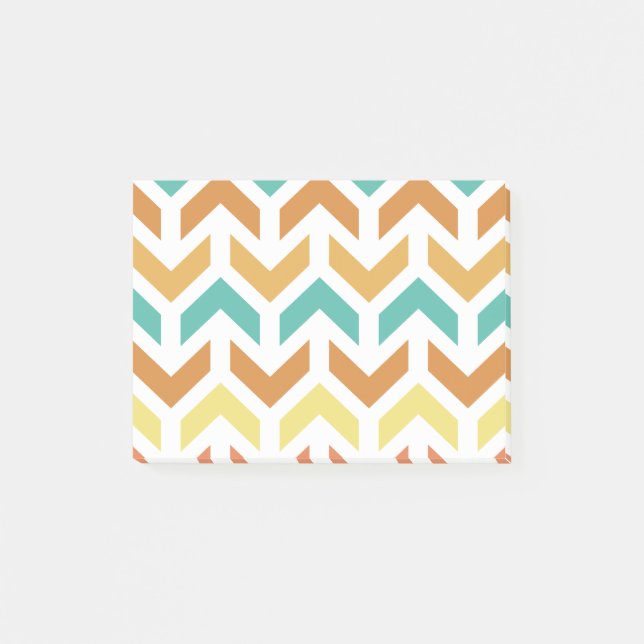 Post-it® Flèches Rétro Chevron Orange Sarcelle Or (Devant)