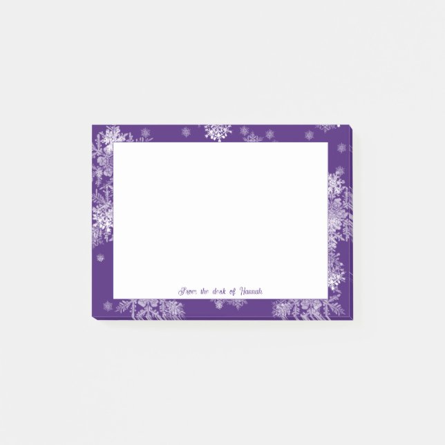Post-it® Fléchettes de neige pourpres de Noël Notes personn (Devant)
