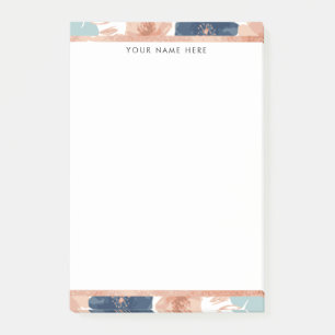 Post-it® Fleur abstraite avec bordure or rose