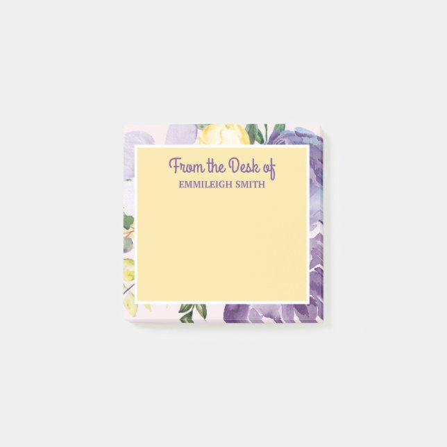 Post-it® Fleur aquarelle jaune violet De la part de (Devant)