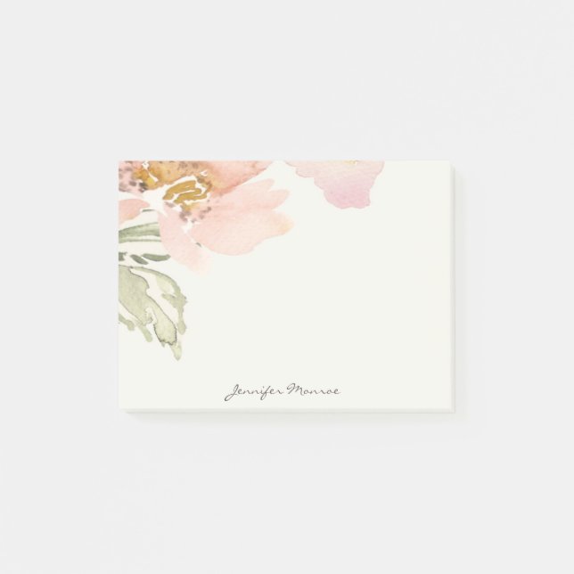 Post-it® Fleur aquarelle rose personnalisée (Devant)