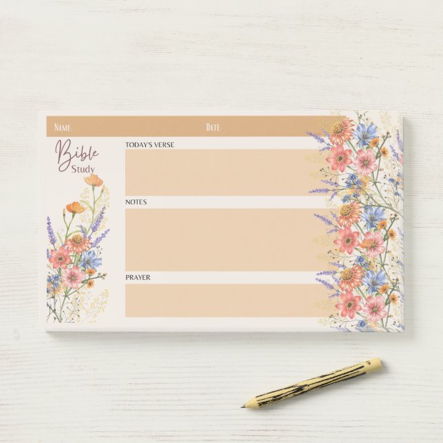 Post-it® Fleur BIBLE ÉTUDE NOTES Foi chrétienne Dons (Sur un bureau)