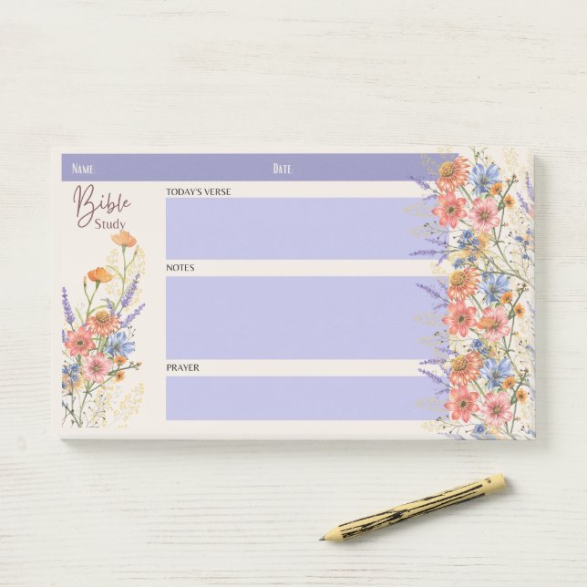 Post-it® Fleur BIBLE ÉTUDE NOTES Foi chrétienne Dons (Sur un bureau)