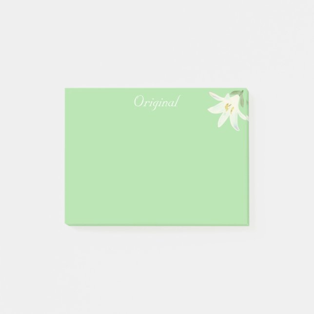 Post-it® Fleur d'Amaryllis blanc d'origine en vert clair (Devant)