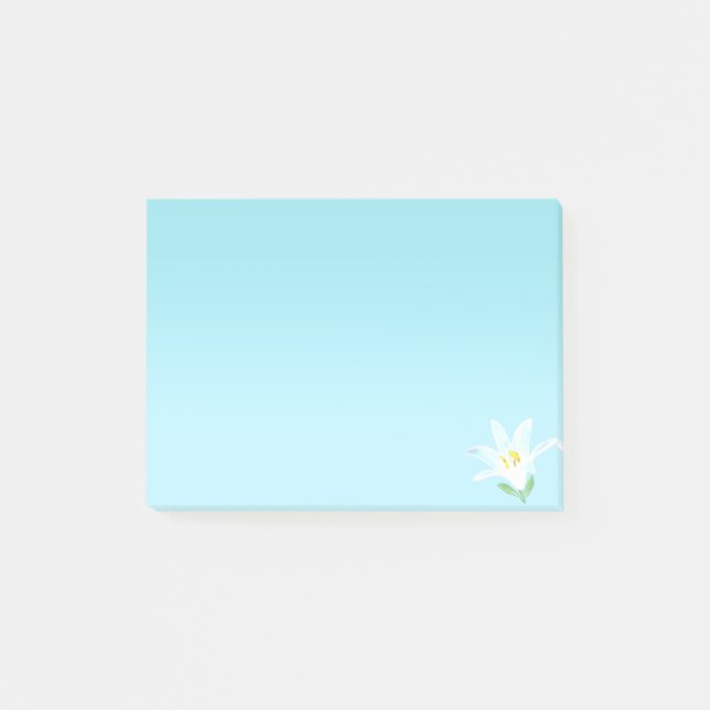 Post-it® Fleur d'Amaryllis blanche sur fond bleu clair (Devant)