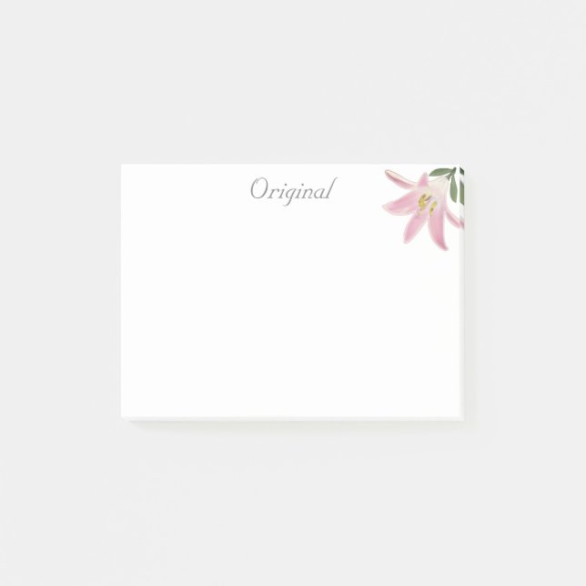 Post-it® Fleur d'Amaryllis rose originale sur fond blanc (Devant)