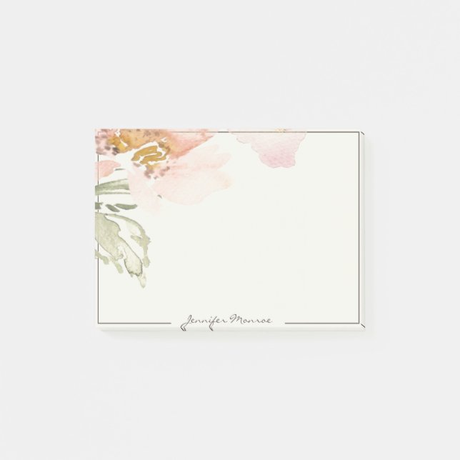 Post-it® Fleur d'aquarelle rose personnalisée (Devant)