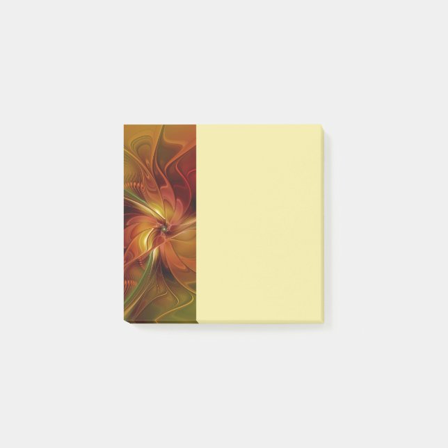 Post-it® Fleur d'art fractal abstraite rouge orange marron  (Devant)