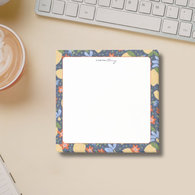 Post-it® Fleur de citron méditerranéenne personnalisée (Personalized Lemon Blossom Sticky Notes – Whimsical Mediterranean Floral Stationery)