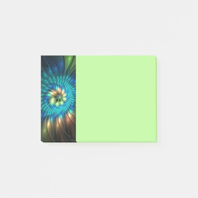 Post-it® Fleur de fantaisie lumineuse, fractale abstraite c (Devant)