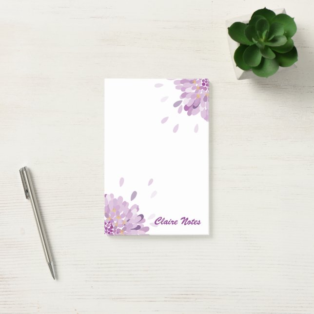 Post-it® Fleur de globe violette personnalisée (Bureau)