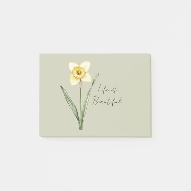 Post-it® Fleur de jonquille verte blanche jaune (Devant)