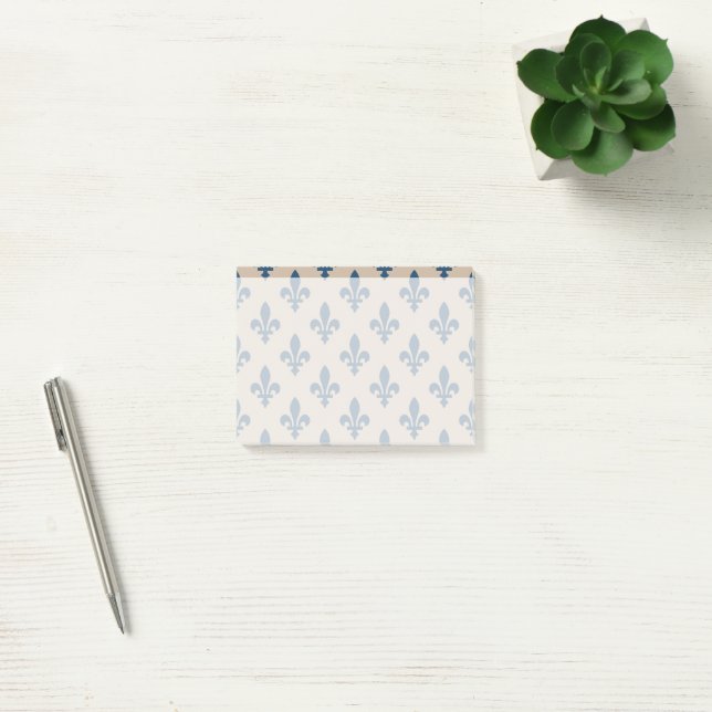 Post-it® Fleur de Lis Motif, Français, Royal, Bleu marine (Bureau)