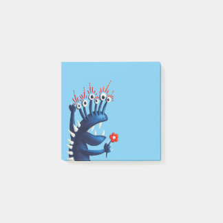 Post-it® Fleur de monstre drôle bleu pour enfants