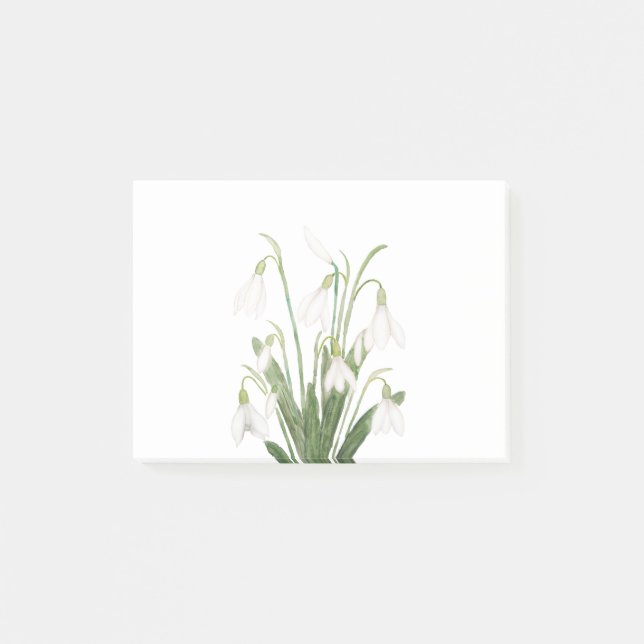 Post-it® fleur de neige blanche aquarelle botanique (Devant)