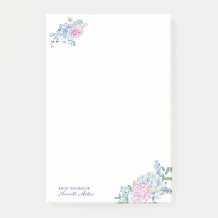 Post-it® Fleur de succulentes à l'aquarelle Personnalisé