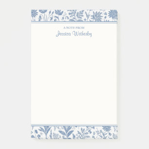 Post-it® Fleur de toile bleue et blanche personnalisée