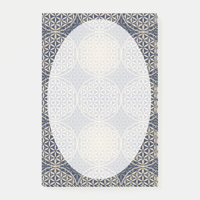 Post-it® Fleur de vie - motif de timbre - sable bleu (Devant)
