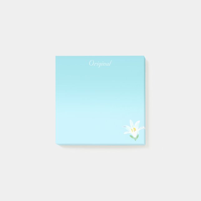 Post-it® Fleur d'origine blanche Amaryllis bleu clair (Devant)