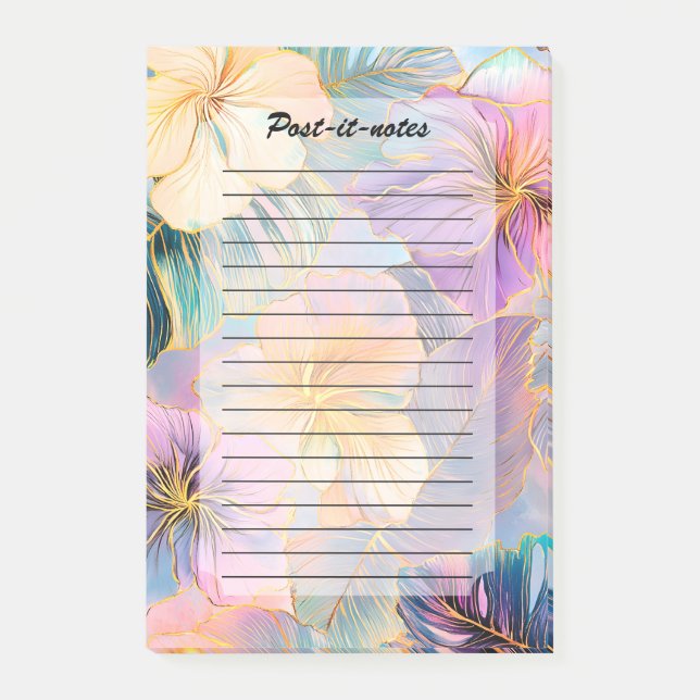 Post-it® Fleur Exotique Feuille en fleurs bleues (Devant)