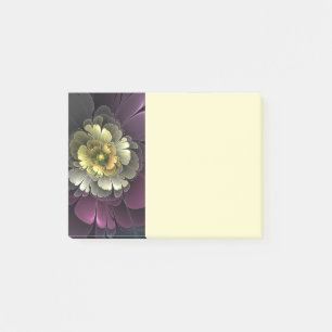 Post-it® Fleur fractale abstraite moderne gris khaki pourpr