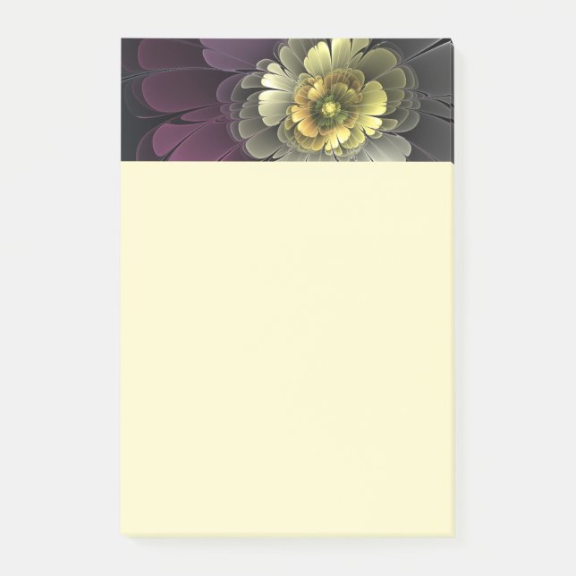 Post-it® Fleur fractale grise de pourpre moderne abstraite (Devant)
