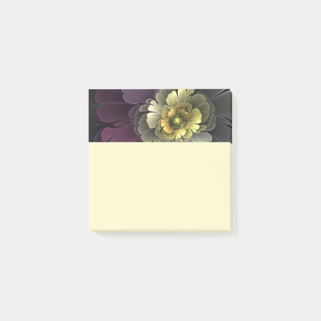 Post-it® Fleur fractale grise pourpre moderne abstraite (Devant)
