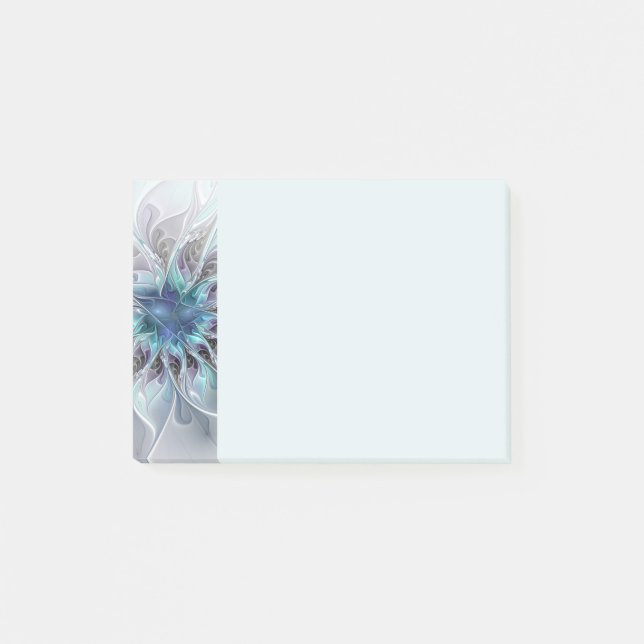 Post-it® Fleur fractale moderne abstraite avec du bleu (Devant)