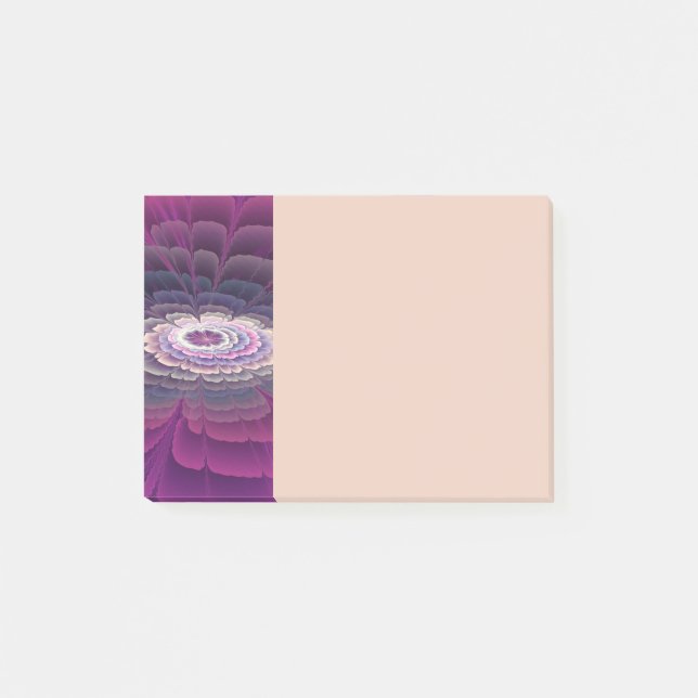 Post-it® Fleur frappante abstraite fractale couleur rose (Devant)