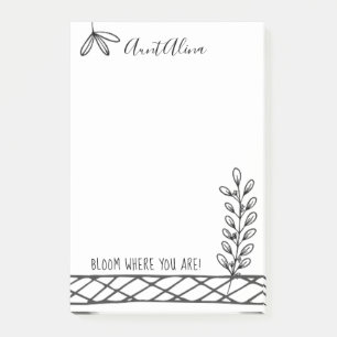 Post-it® Fleur ! Illustration florale noire et blanche