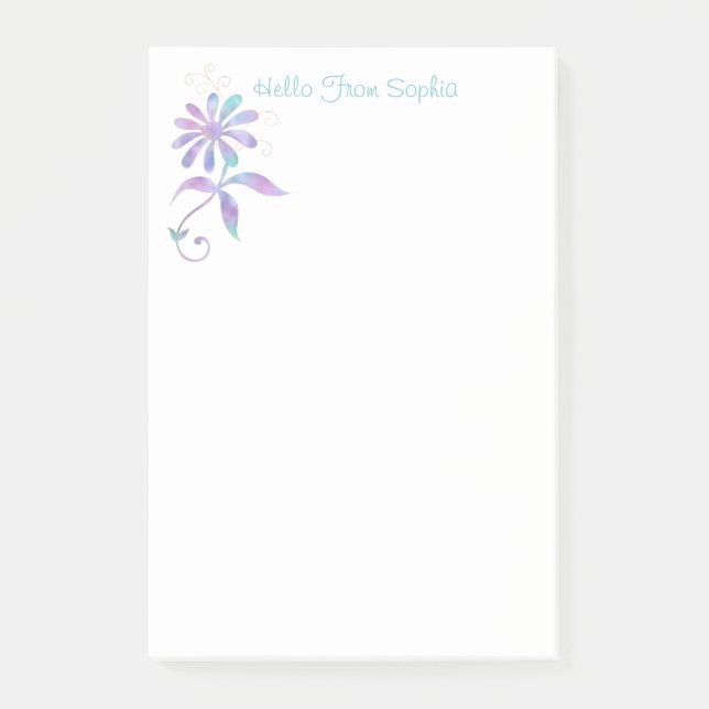 Post-it® Fleur iridescente tendance, nom/message DIY (Devant)