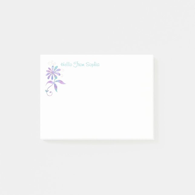 Post-it® Fleur iridescente tendance, nom/message DIY (Devant)