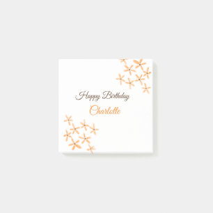 Post-it® Fleur marron orange joyeux anniversaire ajouter no