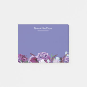 Post-it® Fleur Moderne Violette Nom Personnalisé