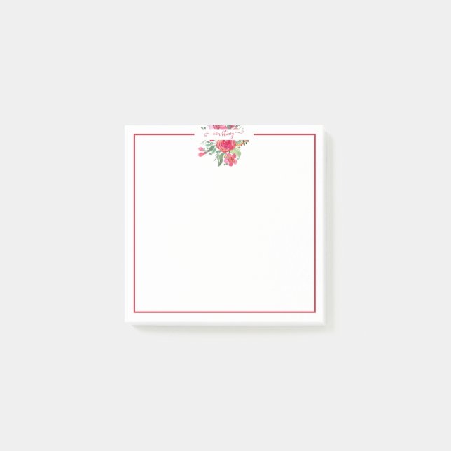 Post-it® Fleur personnalisée aquarelle rose   (Devant)