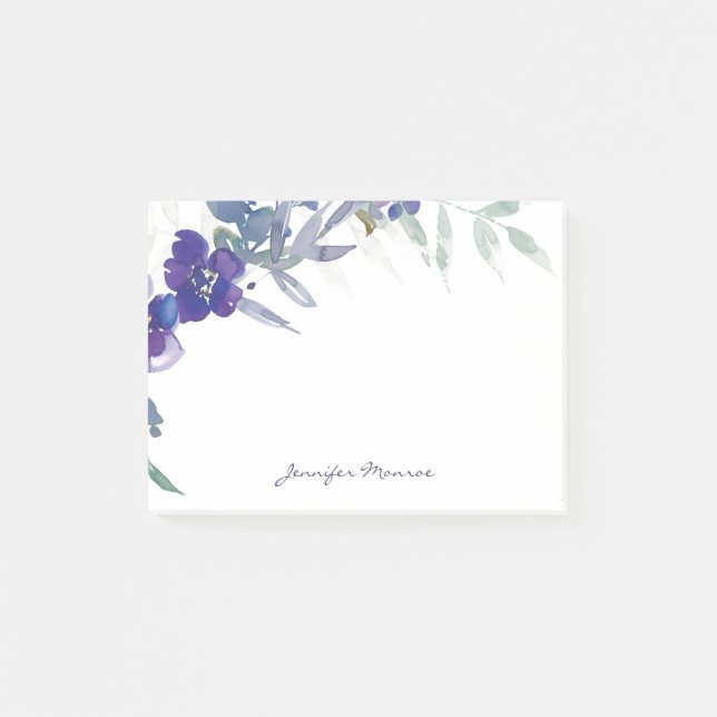 Post-it® Fleur personnalisée aquarelle violette (Devant)