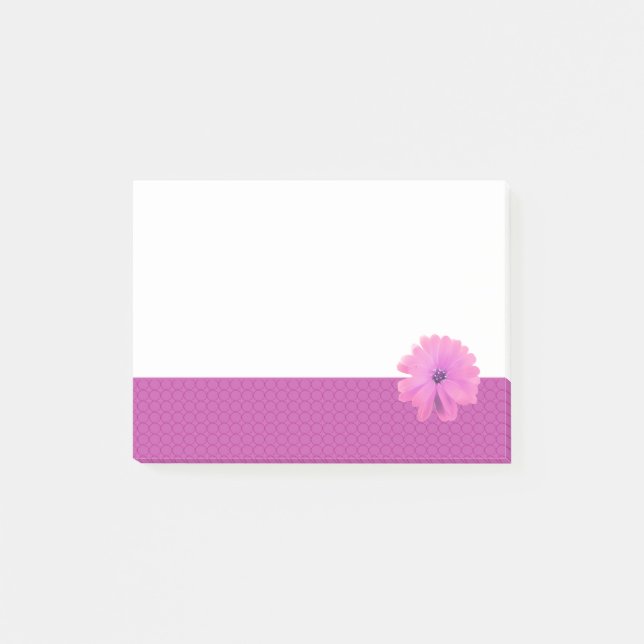 Post-it® Fleur rose bordure de cercle rose (Devant)