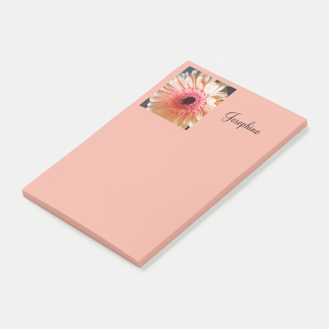 Post-it® Fleur rose de Pêche Personnalisé Post it Notes 4x6 (Incliné)