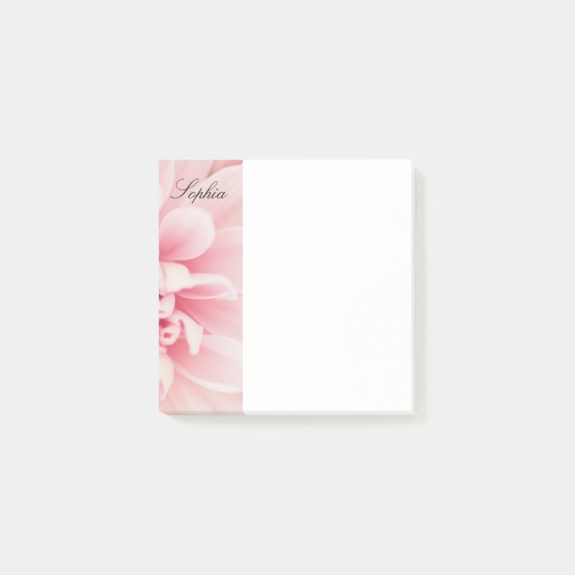 Post-it® Fleur rose et nom en écriture noire, Vs 2 (Devant)