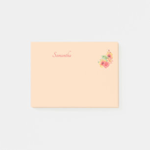 Post-it® Fleur rose Pêche Personnalisée 4x3