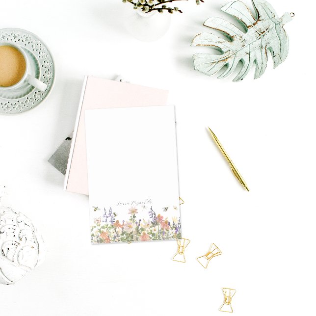 Post-it® Fleur sauvage Bumble Bee Monogramme Personnalisé (Créateur téléchargé)