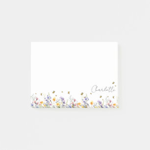 Post-it® Fleur sauvage couleur aquarelle avec papillon