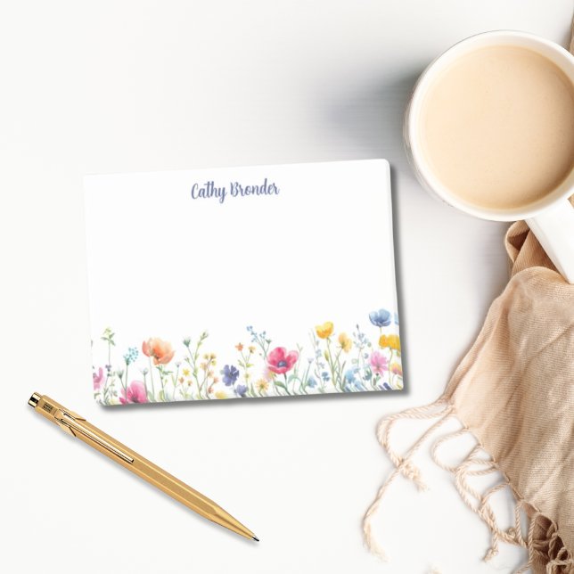 Post-it® Fleur sauvage Floral Nom personnalisé Papier à let (Wildflower Floral Personalized Name Stationery Post-it Notes )