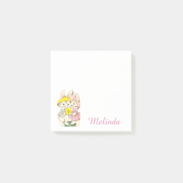 Post-it® Fleur Vintage Bunnies Cute Personnalisée (Devant)
