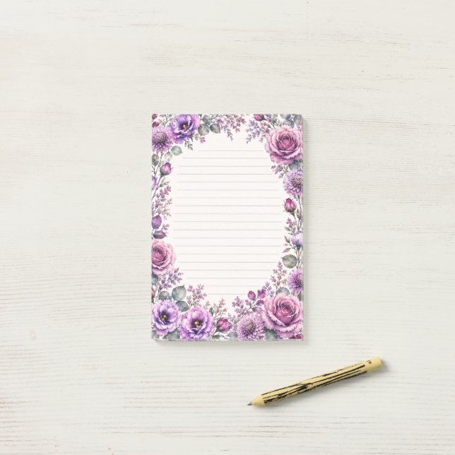 Post-it® Fleur violet. (Sur un bureau)