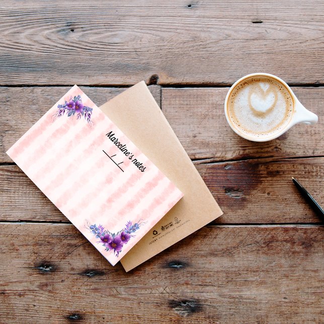 Post-it® Fleur violette délicate et bandes rouges molles 10 (Créateur téléchargé)