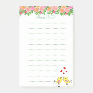 Post-it® Fleurs à l'aquarelle et choses à faire lignées ave