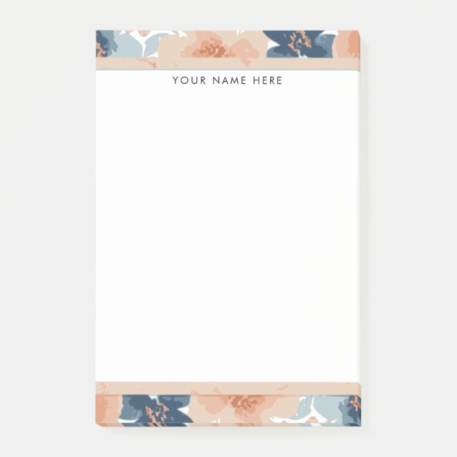 Post-it® Fleurs abstraites bleues, pêche, orange (Devant)