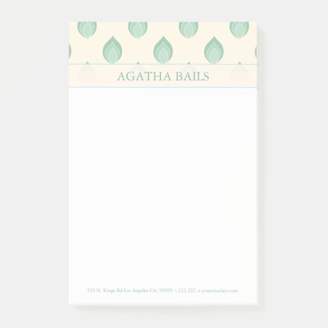 Post-it® Fleurs Abstraites Vert Et Beige (Devant)